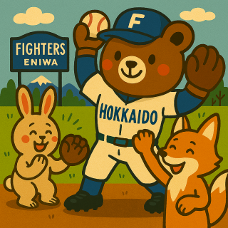 ファイターズ選手の投球フォームをイメージしたイラスト